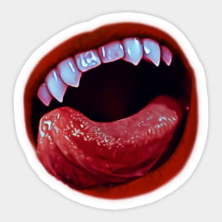 Vampire Snack Time | Fanged Vampire Lips Sticker